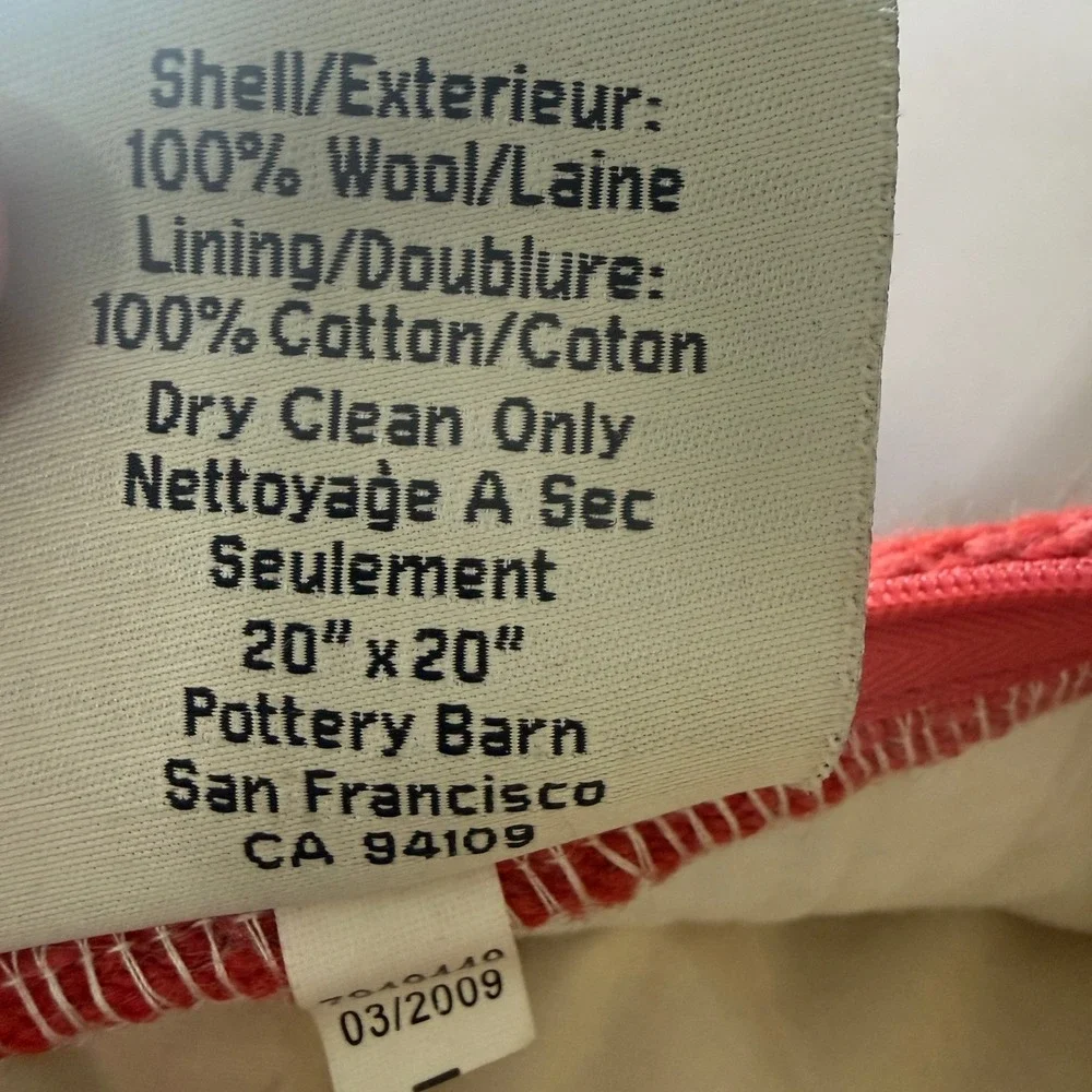 Pottery Barn Dhurrie Stripe Pillow Cover‎ 20x20 Woven Multicolor Red Blue Orange